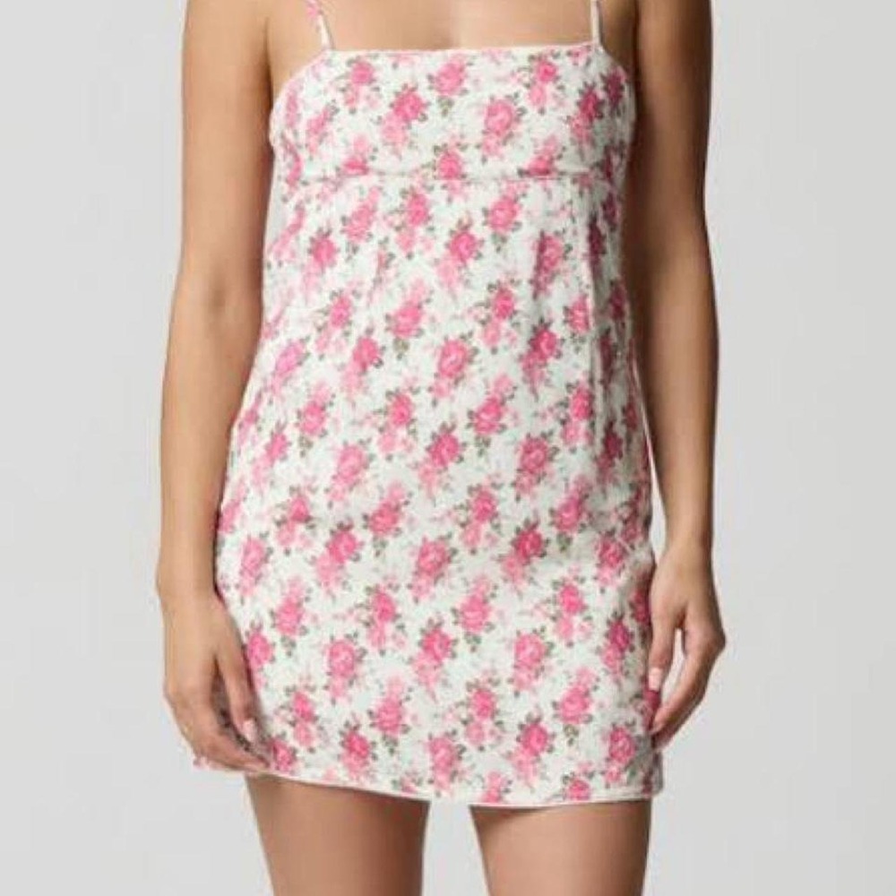Florence‎ by Mills Pink Floral Mini Dress Cottagecore Smocked Back XS